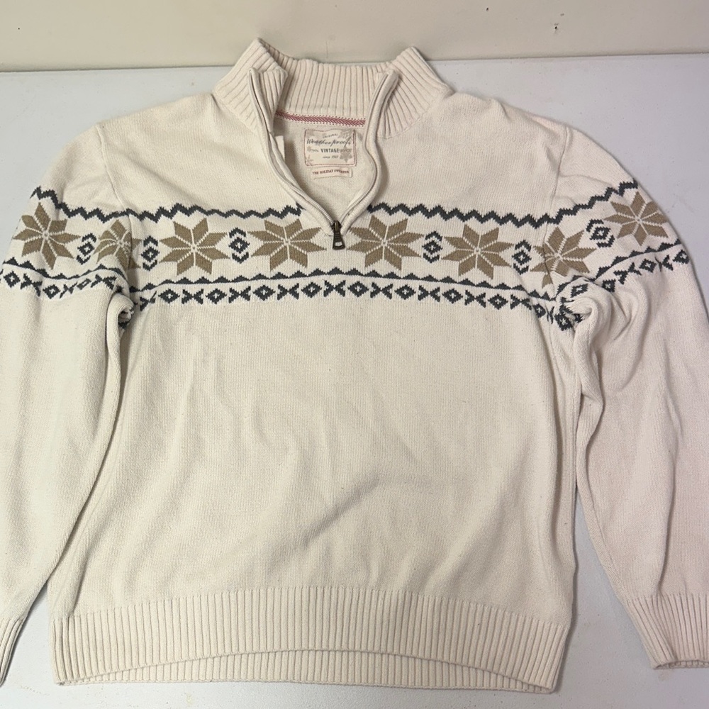Weatherproof Cream and Tan Zip-Up Sweater